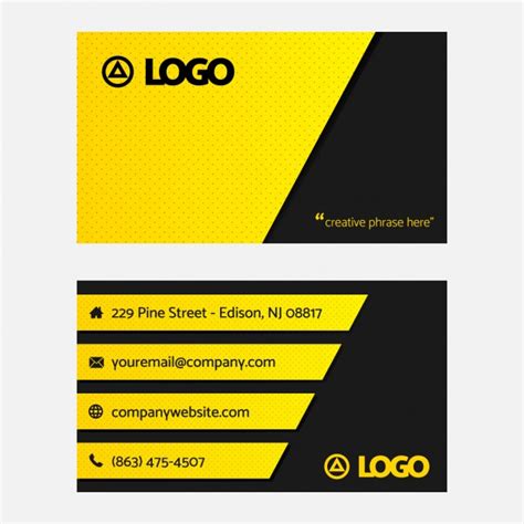 Modern business card design in professional style. Free Vector | Black and yellow business card