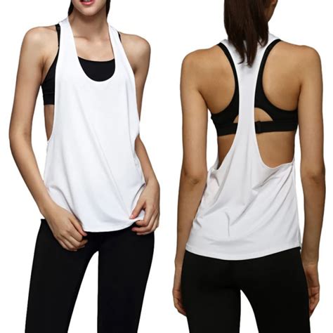 Women Tank Tops Dry Quick Yoga Shirts Loose Gym Fitness Sport Sleeveless Vest Singlet Running
