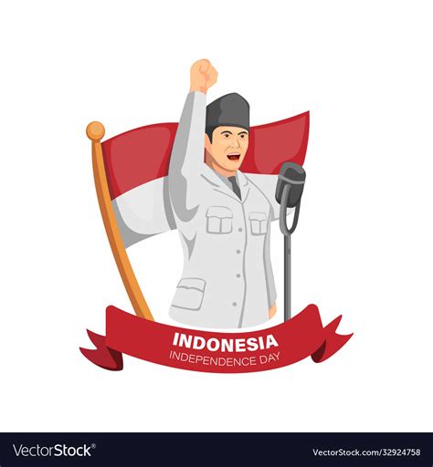 Indonesia Independence Day Figure Bung Karno Vector Image
