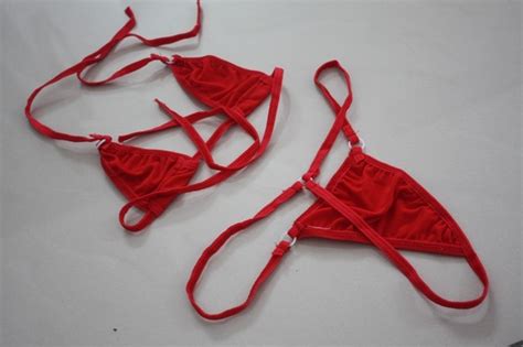 Fashion Care 2u L1644 3 Sexy Micro Mini Bikini Bra 2pcs Set Red
