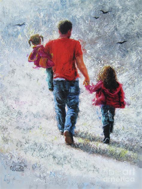 Father And Two Daughters Walking Painting By Vickie Wade Pixels