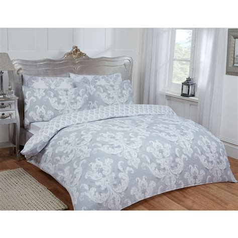 Next day delivery and free returns available. Damask Double Duvet Set Twin Grey | Bedding - B&M