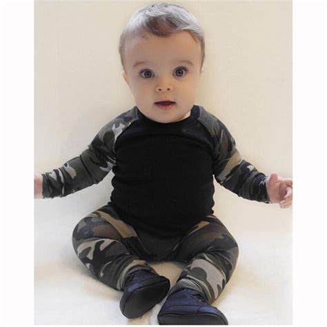 2018 Hot Selling Fashion Baby Boy Clothes Set Long Sleeved Camouflage T