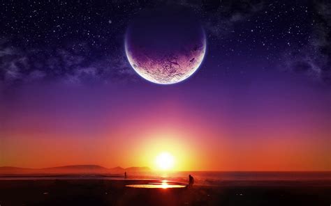 Sunset Moon Wallpapers Wallpaper Cave