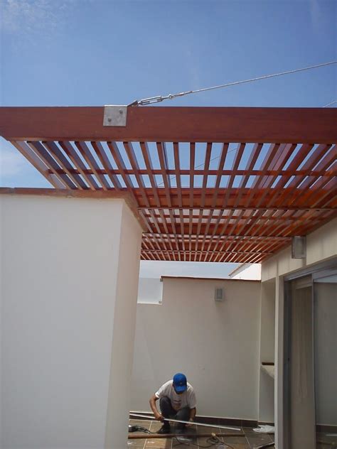 Techo de madera en azotea. Techos Sol Y Sombra En Terraza Pergolas De Madera - S/ 1,00 en Mercado Libre