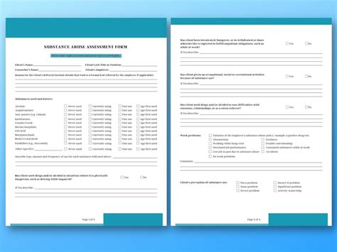 Printable Editable Substance Abuse Assessment Form 5 Etsy Ireland