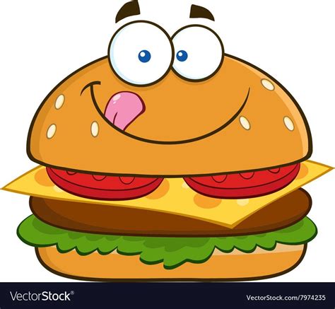 Vector Hamburger Digital Illustrations Kawaii Burger Emoji Clipart Cute