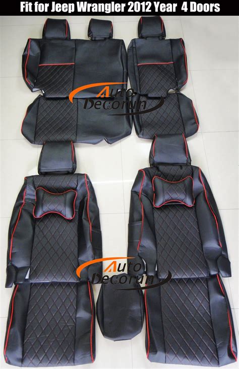autodecorun pu leather custom fit car seat covers for jeep wrangler jk 2007 2017 2 doors and 4