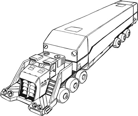 Semi Truck Trailer Tractor Drawing Wheeler 18 Sketch Coloring Pages Big
