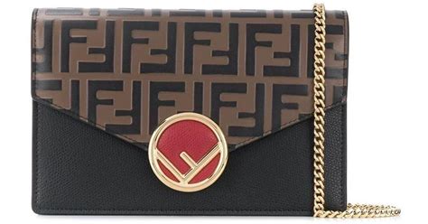 Fendi Leather Mini Ff Envelope Crossbody Bag In Brown Lyst