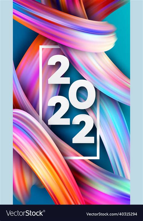 Calendar Header 2022 Number On Colorful Abstract Vector Image