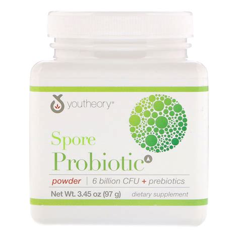 Youtheory Spore Probiotic Powder Prebiotics 6 Billion Cfu 345 Oz
