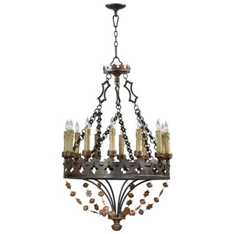 Madrid Spanish Revival Wrought Iron 12 Light Chandelier Kathy Kuo Home
