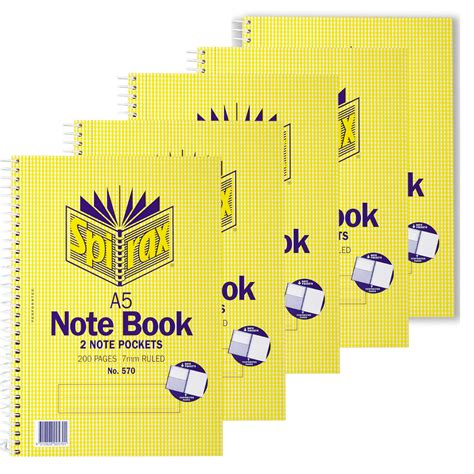 Spirax 570 A5 Spiral Notebook Side Opening 200 Pages 5 Pack 56570 ⋆