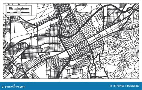 Mapa De La Ciudad De Birmingham Alabama Los Eeuu En Estilo Retro