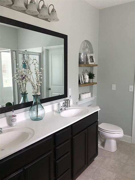 Looking for grey bathroom ideas? Master bathroom update! Benjamin Moore Wickham Gray on ...