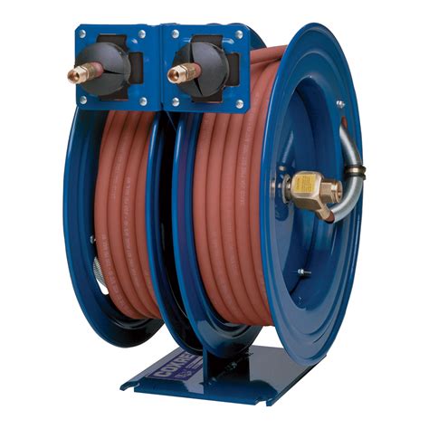 Coxreels Dual Air Hose Reel — With 12in X 25ft Pvc Hoses Max 300