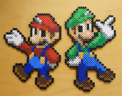 Mario And Luigi Perler Bead Sprites By CorneliusPixelCrafts Mario And