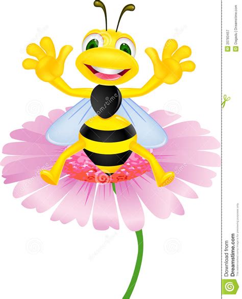 Bee Sitting On Flower Stock Vector Illustration Of