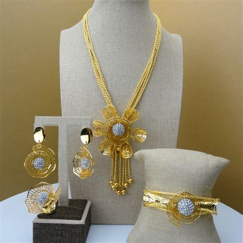 Buy Yuminglai Dubai Gold Jewelry Lovely Flower Design