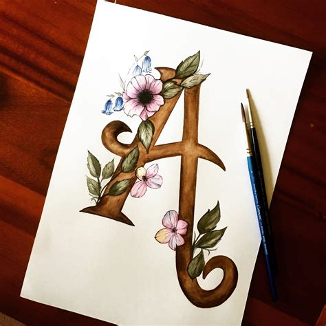 Floral Letters Flower Letters Hand Painted Letter Typography
