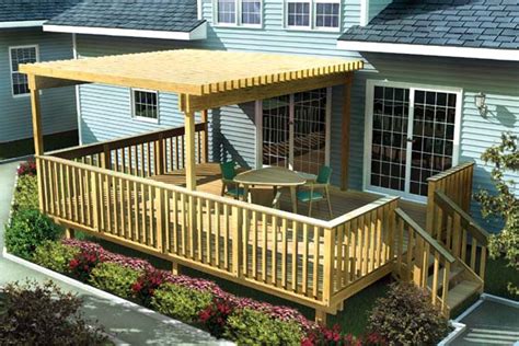 Our decking was about three levels high and we wanted some lighting to go all the way down. Large Easy Raised Deck w/ Trellis - Plan 90003