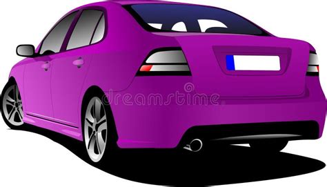 Purple Sedan Cartoon Vector Illustration Stock Vector Illustration Of