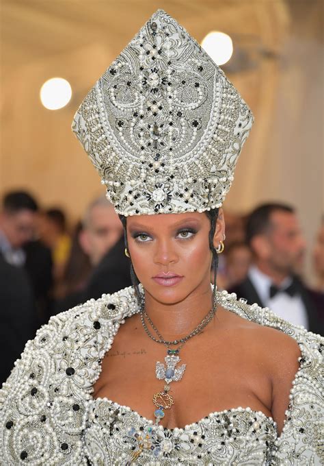 Rihanna Wears Metallic Highlighter At Met Gala 2018