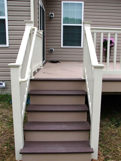 The section between wigan and salford is also known locally as the atherton line. Azek brownstone, kona #deck steps, and Longevity tan PVC railing. | Deck steps, Step railing ...
