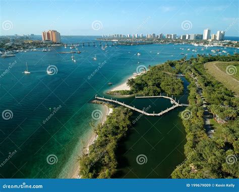 Drone Photography Over Peanut Island Sandbar With Singer Island In The