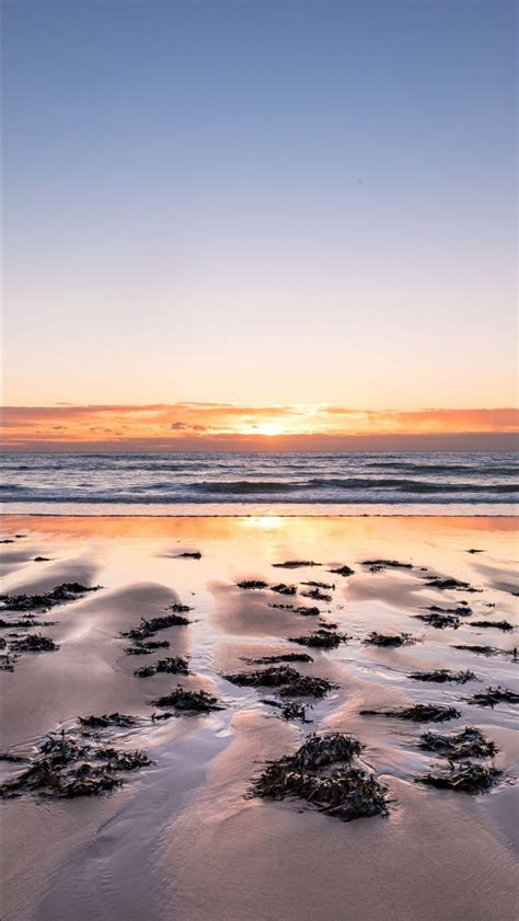 Beach Sand Sea Sunset Horizon 4k Hd Wallpapers Hd