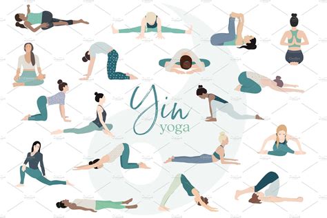 Yin Yoga Postures Bundle Illustrations ~ Creative Market