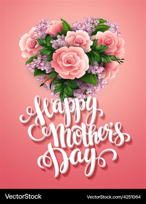 Happy Mothers Day Card With Beautiful Flowers Vector Image