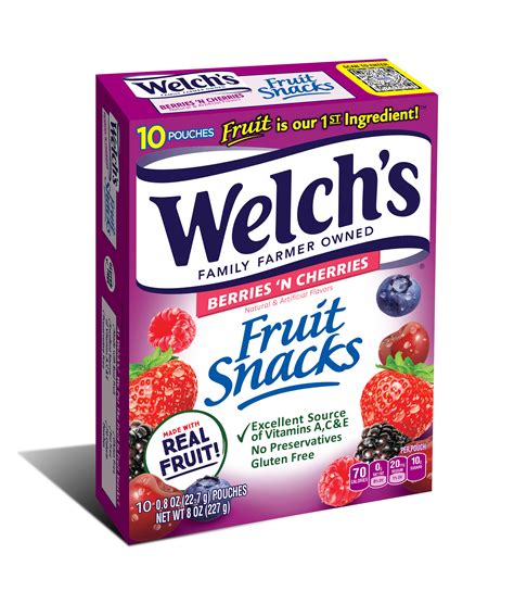 Welchs Berries N Cherries Fruit Snacks 08 Oz 10 Count