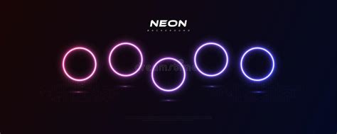 Futuristic Modern Sci Fi Background With Glowing Neon Circles On Dark