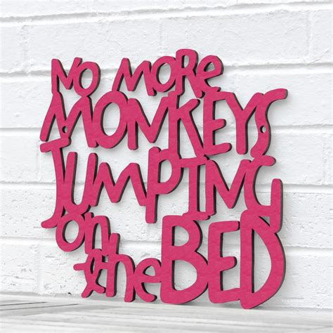 No More Monkeys Jumping On The Bed Carved Wood Wall Art Kids Etsy