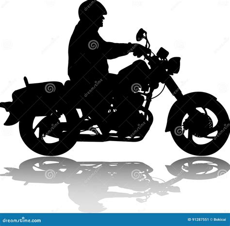 Man Riding Classic Vintage Motorcycle Silhouette Stock Vector