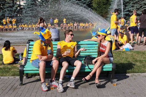 Swedish Football Fans Talk To A Ukrainian Girl Editorial Image Image Of Crowd Euro 25318185