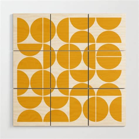 Mid Century Modern Geometric 04 Yellow Wood Wall Art By Theoldartstudio