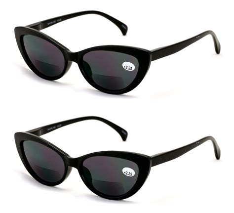 2 pairs bifocal women outdoor reading sunglasses vintage readers cateye tortoise black
