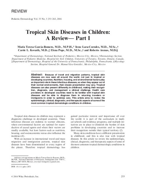 Pdf Tropical Skin Diseases In Children A Review— Part I Marigert
