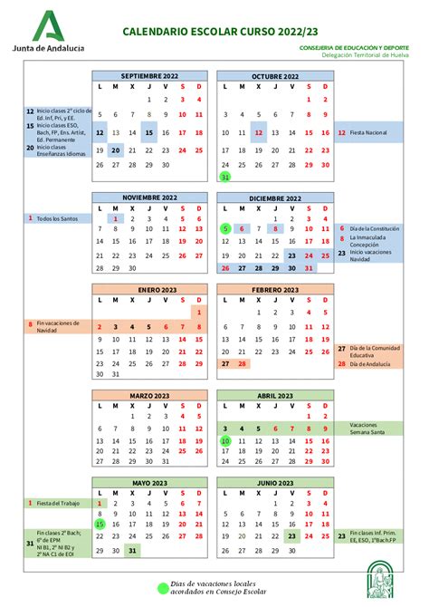 Calendario Escolar 2022 2023 Ies Puerta De AndalucÍa