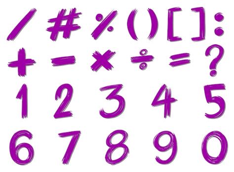 Numbers And Signs In Purple Color Vector Free Download