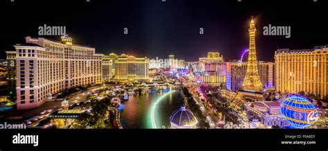 Nighttime Panorama Of The Strip Las Vegas Nevada Usa Stock Photo Alamy