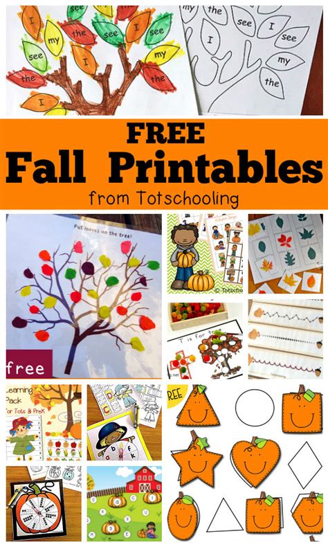 Free Fall Printables for Kids | Totschooling - Toddler, Preschool