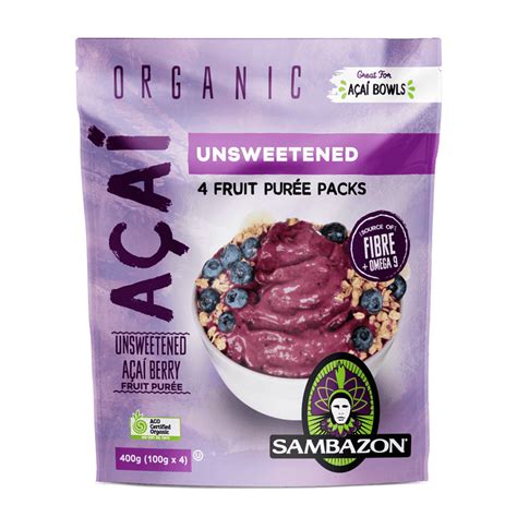 Unsweetened Acai Frozen Puree Packets For Bowls And Smoothies Sambazon