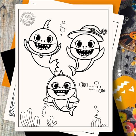 Free Adorable Baby Shark Halloween Coloring Pages For Kids