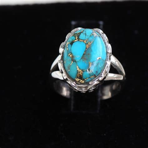 Mohave Turquoise Ring Sterling Silver Jewelry Blue Copper Etsy