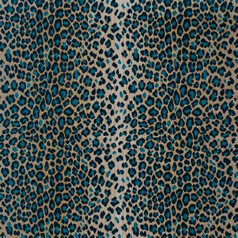 Leopard Teal Woven Fabric Warner House