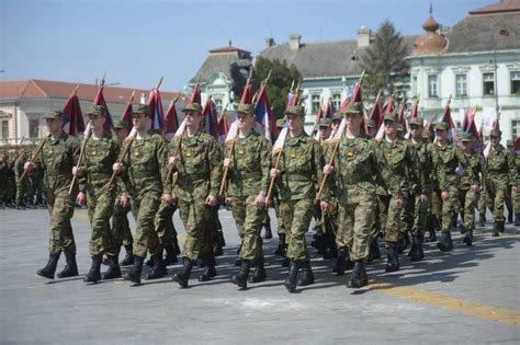 Soldiers Practice For Military Parade For V Day In Zrenjanin Serbia